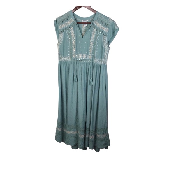 Sundance Light Teal Embroidered Dress Size Medium. - Picture 1 of 9